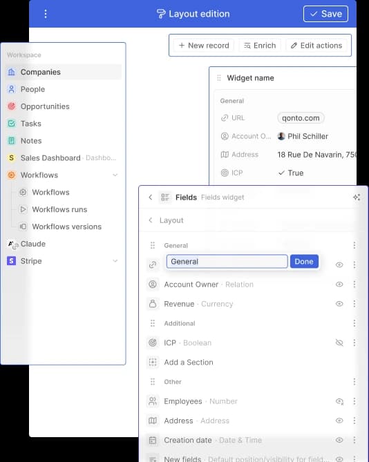 Twenty layout: record pages, menus, and views